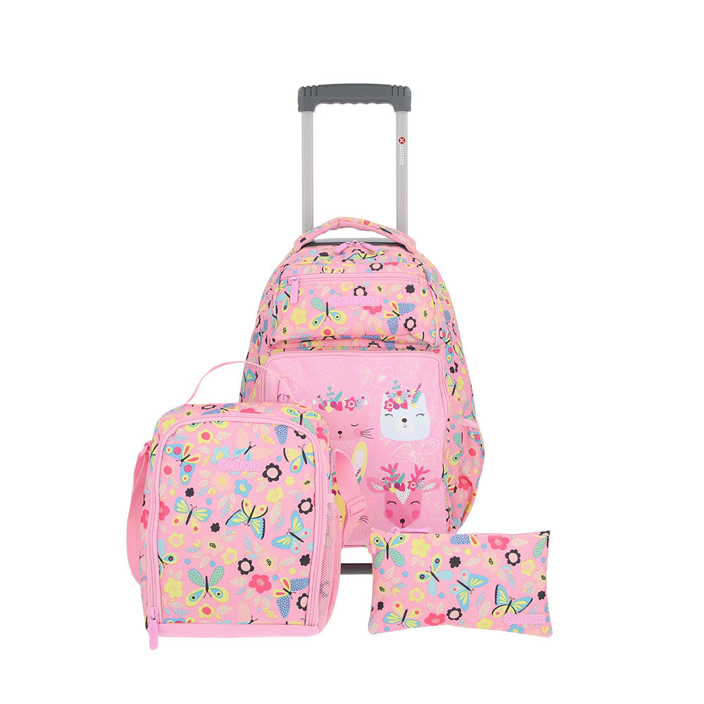 Set mochila con ruedas escolar Run Pack Pink Forest 3 piezas – Saxoline  Chile
